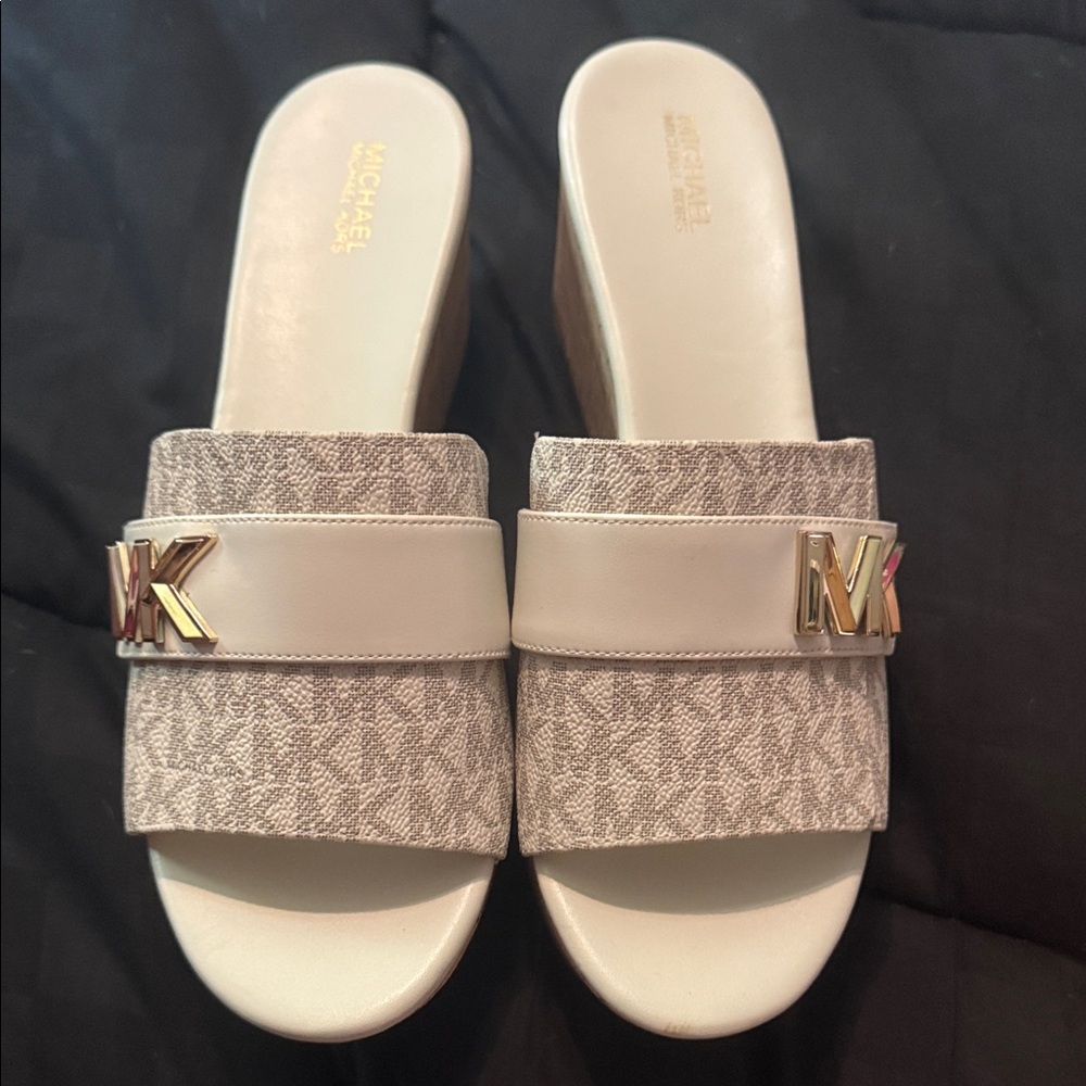 Michael Kors Gold and Cream Mules
